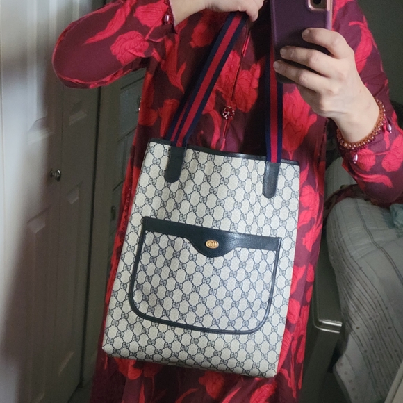 Authentic Gucci vintage web sherry line tote bag  16.002.44.87 (D07) - Picture 2 of 16